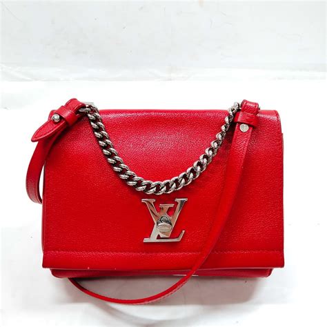 lv m51202|Louis Vuitton LV Hand Bag M51202 Lock Me II BB Red Leather .